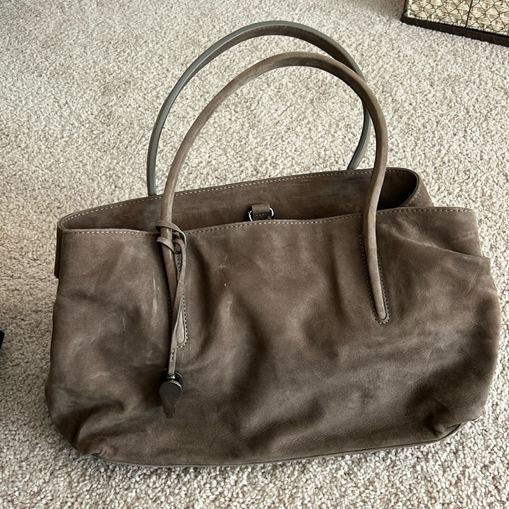 Stuart Weitzman brown Suede Shoulder Bag with whistle